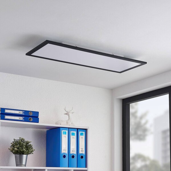 Lindby LED panel Nelios, 80 x 30 cm, 4,000K, fekete, fém, Fekete, Konyha, Alumínium, Modern