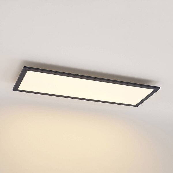 Lindby LED panel Nelios, 80 x 30 cm, CCT, fekete, fém, dimmelhető, Fekete, Konyha, Alumínium, Modern