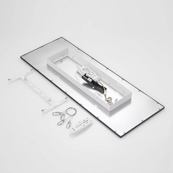 Lindby LED panel Nelios, 80 x 30 cm, CCT, fekete, fém, dimmelhető, Fekete, Konyha, Alumínium, Modern