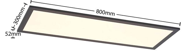 Lindby LED panel Nelios, 80 x 30 cm, CCT, fekete, fém, dimmelhető, Fekete, Konyha, Alumínium, Modern