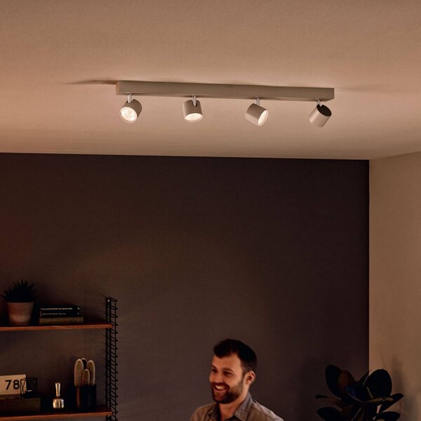Philips Star LED-spot fehér 4-égő meleg fény, dimmelhető, Fehér / opál, Nappali / Étkező, fém, Modern