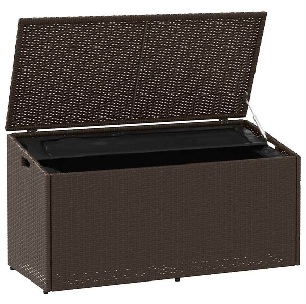 Barna polyrattan kerti tárolóláda 110x50x58 cm