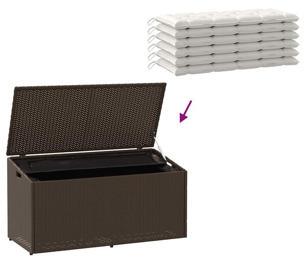 Barna polyrattan kerti tárolóláda 110x50x58 cm