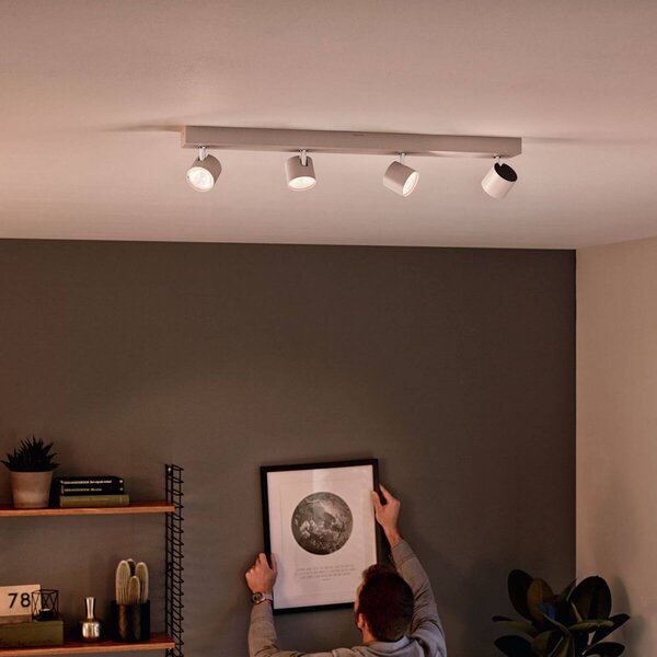 Philips Star LED-spot fehér 4-égő meleg fény, dimmelhető, Fehér / opál, Nappali / Étkező, fém, Modern