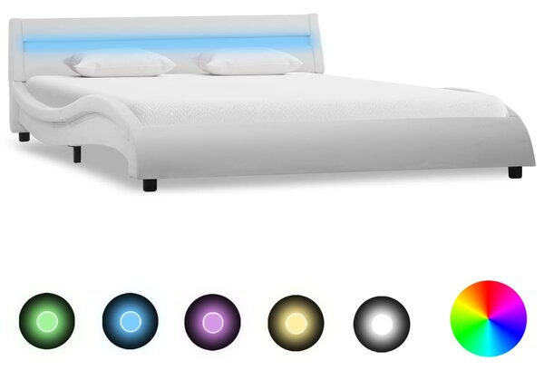 VidaXL fehér LED-es műbőr ágykeret 140 x 200 cm