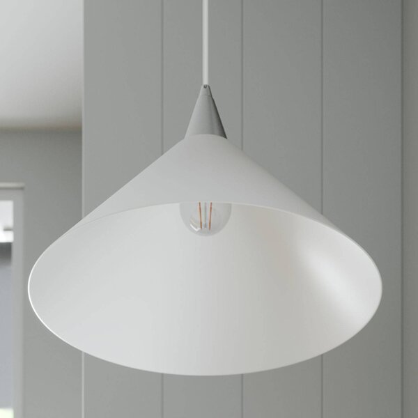 Lindby függőlámpa Petra, fehér, üveg, Ø 40 cm, kúp, E27, dimmelhető, Fehér / opál, Konyha, Üveg, Modern