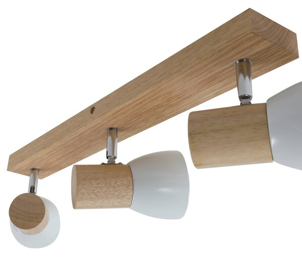 Lindby mennyezeti lámpa Thorin, 47 cm, 3-as lámpa, fehér, fa, E14, dimmelhető, Világos fa, Nappali / Étkező, Fa, Skandináv