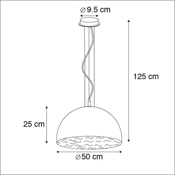 Ipari függőlámpa fekete arannyal 50 cm - Magna