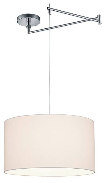 Helestra Certo függő lámpa henger egy izzós fehér, dimmelhető, Fehér / opál, Nappali / Étkező, Textil / szövet / selyem, Modern