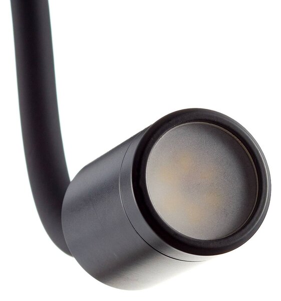 IDEAL LUX Focus rugalmas LED fali lámpa, fekete, Fekete, Hálószoba, fém, Modern