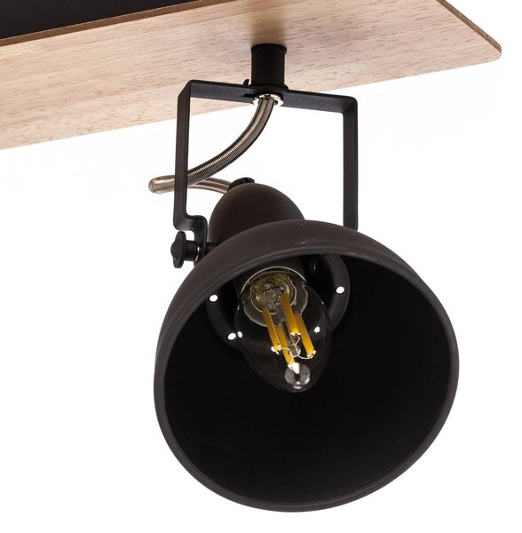 Lindby mennyezeti lámpa Aylis, 3-lámpás, 60 cm, fekete, fa, E14, dimmelhető, Sötét fa, Nappali / Étkező, fém, Indusztriális dizájn