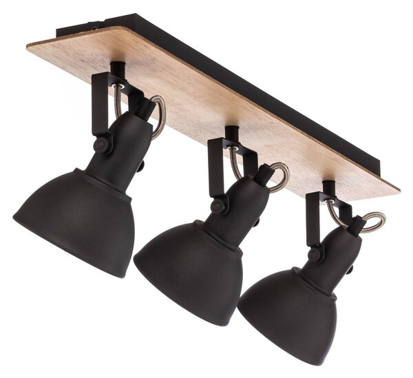 Lindby mennyezeti lámpa Aylis, 3-lámpás, 60 cm, fekete, fa, E14, dimmelhető, Sötét fa, Nappali / Étkező, fém, Indusztriális dizájn