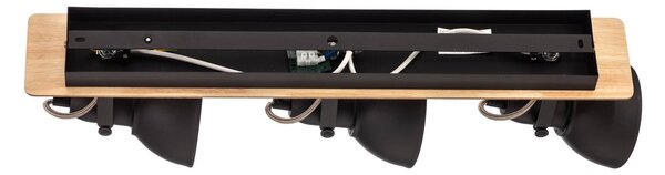 Lindby mennyezeti lámpa Aylis, 3-lámpás, 60 cm, fekete, fa, E14, dimmelhető, Sötét fa, Nappali / Étkező, fém, Indusztriális dizájn