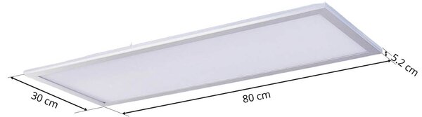 Lindby LED panel Livel, 4000K, 80 cm x 30 cm, ezüst, fém, Alu / szürke / cink, Konyha, Műanyag, Modern
