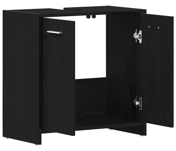 Fekete tölgy szerelt fa fürdőszobai mosdószekrény 60x33x60 cm