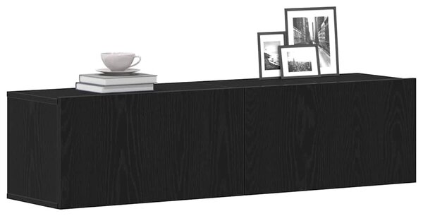Fekete tölgy színű szerelt fa TV-szekrény 120x30x30,5 cm