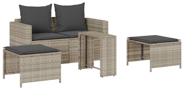5 részes polyrattan kerti kanapé garnitúra párnákkal stackable