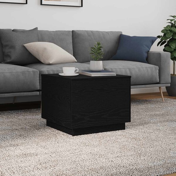 Fekete tölgyszínű dohányzóasztal LED-lámpákkal 50 x 50 x 40 cm