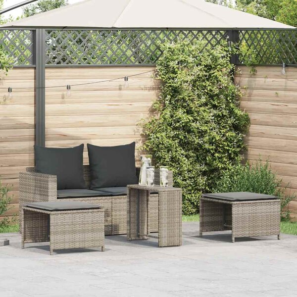 5 részes polyrattan kerti kanapé garnitúra párnákkal stackable