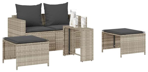 5 részes polyrattan kerti kanapé garnitúra párnákkal stackable