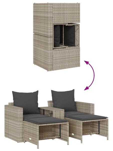 5 részes polyrattan kerti kanapé garnitúra párnákkal stackable