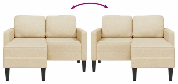 Krémszínű anyagból 2 üléses kanapé L-alakú kanapéval 125 cm