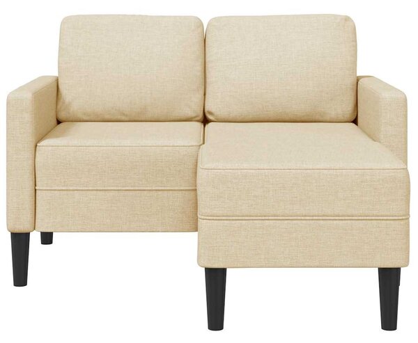 Krémszínű anyagból 2 üléses kanapé L-alakú kanapéval 125 cm