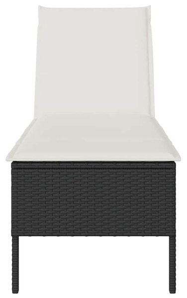 Fekete polyrattan napozóágy párnával 55x200x44 cm