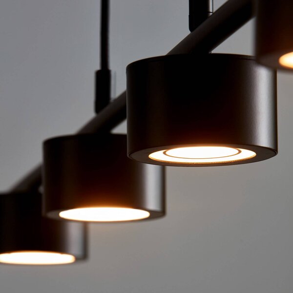Nordlux Clyde LED függőlámpa, négy izzós, egyenes, dimmelhető, Fekete, Nappali / Étkező, fém, Modern