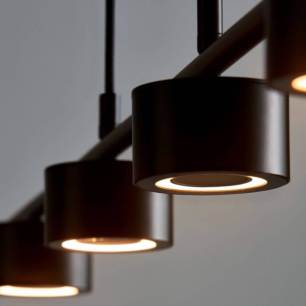 Nordlux Clyde LED függőlámpa, négy izzós, egyenes, dimmelhető, Fekete, Nappali / Étkező, fém, Modern