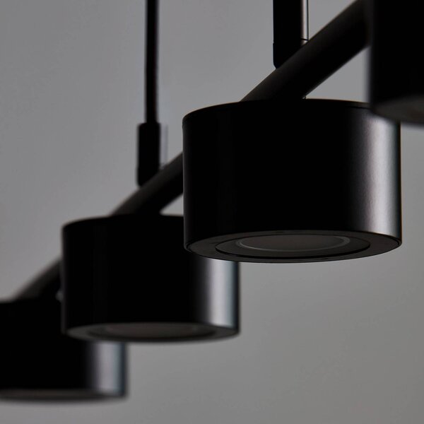 Nordlux Clyde LED függőlámpa, négy izzós, egyenes, dimmelhető, Fekete, Nappali / Étkező, fém, Modern