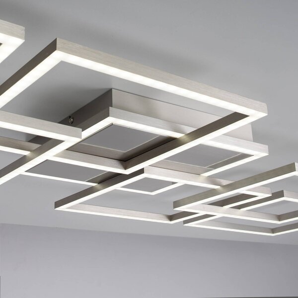 Q-Smart-Home Paul Neuhaus Q-INIGO LED mennyezeti lámpa 107 cm, dimmelhető, Alu / szürke / cink, Nappali / Étkező, Alumínium, Modern