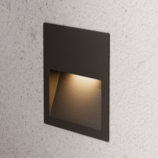 Lucande LED beépíthető fali lámpa Loya, 11,5x11,5 cm, szürke, IP54, Fekete, Alumínium, Modern