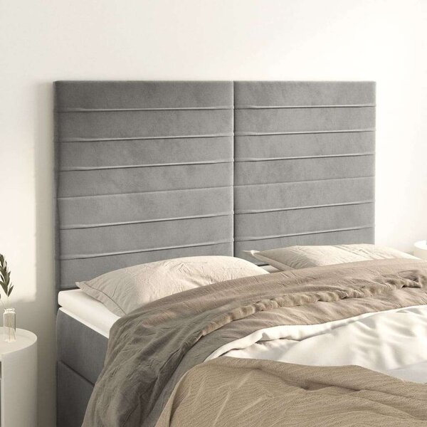 Bársony Ágyfejtámla - Világosszürke - 4 db - 72x5x78/88cm