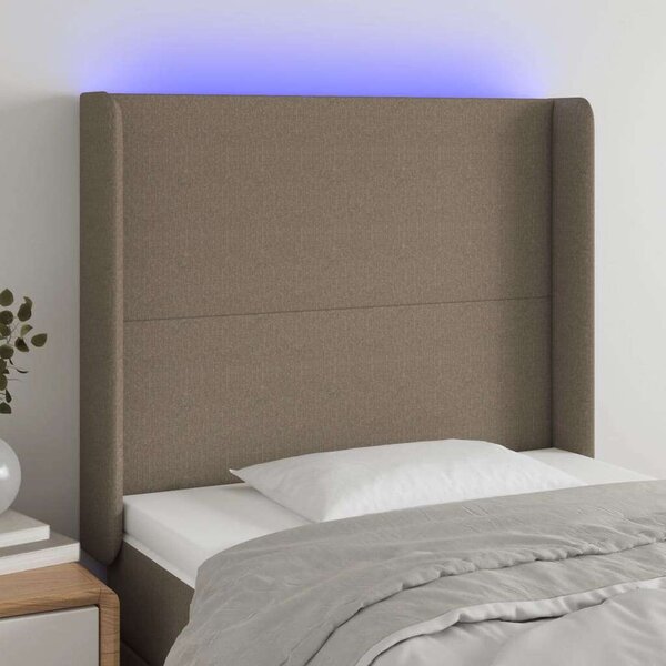 VidaXL tópszínű szövet LED-es fejtámla 93x16x118/128 cm