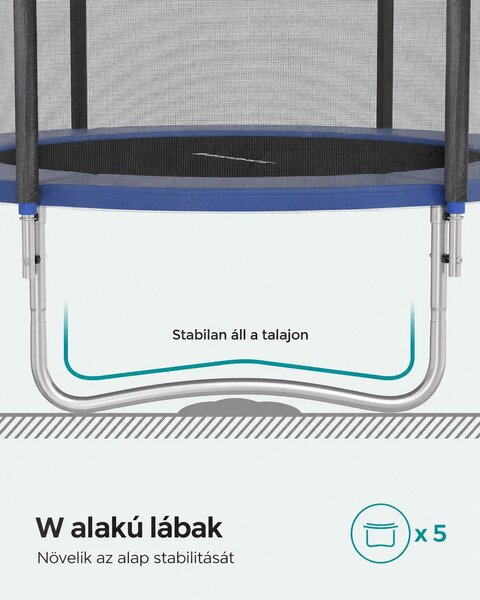 SONGMICS kerti trambulin 427 cm, védőhálóval és létrával, 150 kg teherbírás