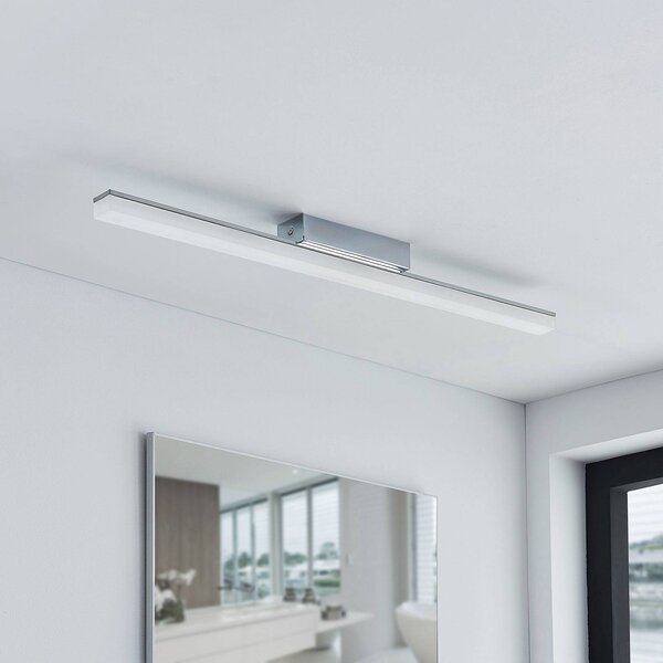 Lindby LED fürdőszobai mennyezeti lámpa Levke, 75 cm, fényerőszabályzó, IP44, dimmelhető, Króm / ezüst, Fürdőszoba, Műanyag, Modern