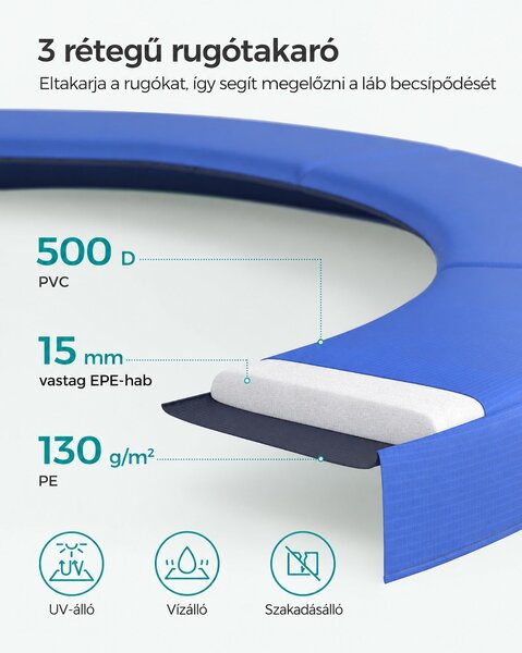 SONGMICS kerti trambulin 427 cm, védőhálóval és létrával, 150 kg teherbírás