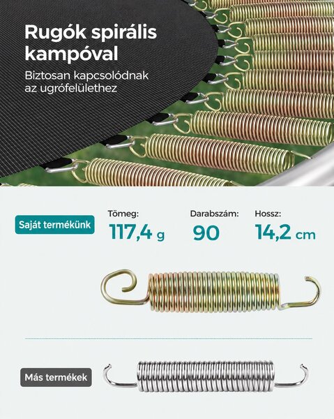 SONGMICS kerti trambulin 427 cm, védőhálóval és létrával, 150 kg teherbírás