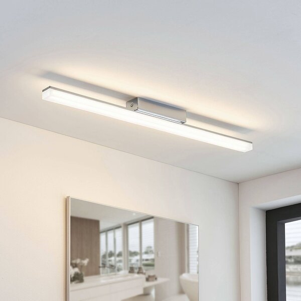 Lindby LED fürdőszobai mennyezeti lámpa Levke, 75 cm, fényerőszabályzó, IP44, dimmelhető, Króm / ezüst, Fürdőszoba, Műanyag, Modern