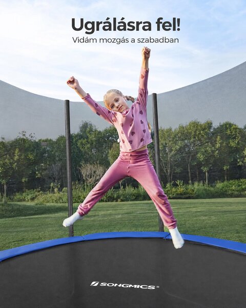 SONGMICS kerti trambulin 427 cm, védőhálóval és létrával, 150 kg teherbírás