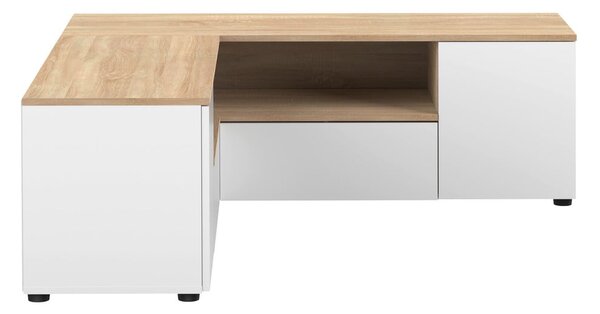 Fehér-natúr színű TV-állvány tölgyfa dekorral 130x46 cm Angle – TemaHome
