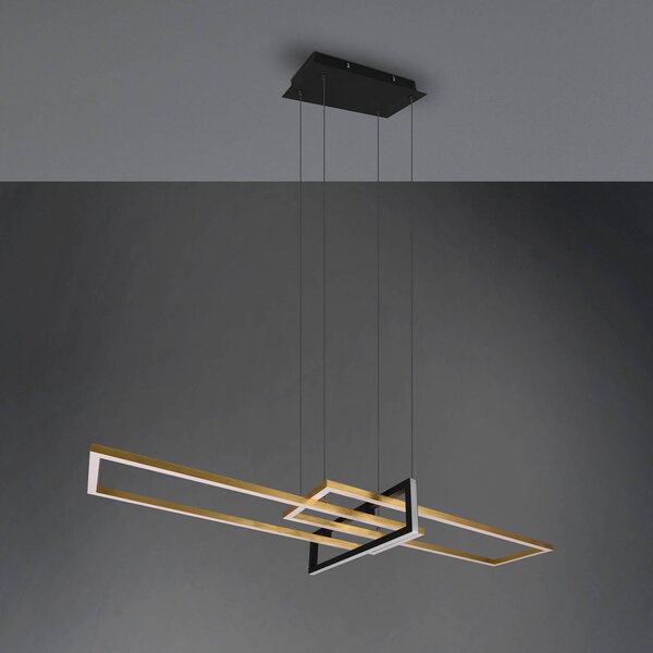 Trio Lighting Salinas LED-es függőlámpa, sárgaréz színű, fém, 110 cm hosszú, dimmelhető, Sárgaréz / arany, Nappali / Étkező, fém, Modern