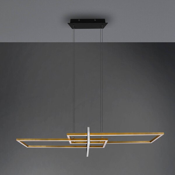 Trio Lighting Salinas LED-es függőlámpa, sárgaréz színű, fém, 110 cm hosszú, dimmelhető, Sárgaréz / arany, Nappali / Étkező, fém, Modern