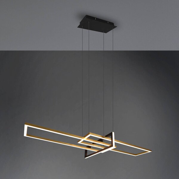 Trio Lighting Salinas LED-es függőlámpa, sárgaréz színű, fém, 110 cm hosszú, dimmelhető, Sárgaréz / arany, Nappali / Étkező, fém, Modern