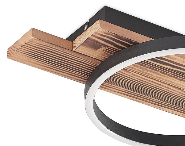 Lindby LED mennyezeti lámpa Sentoa, fa, 52,8 cm hosszú, 3.000 K, dimmelhető, Világos fa, Nappali / Étkező, Fa, Modern