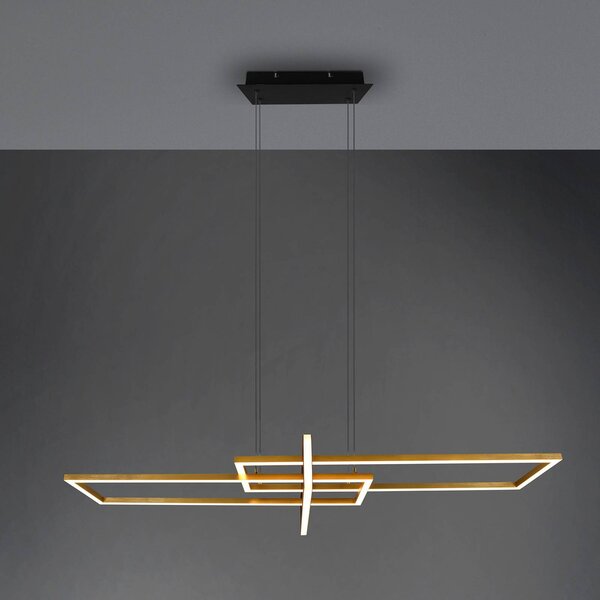 Trio Lighting Salinas LED-es függőlámpa, sárgaréz színű, fém, 110 cm hosszú, dimmelhető, Sárgaréz / arany, Nappali / Étkező, fém, Modern