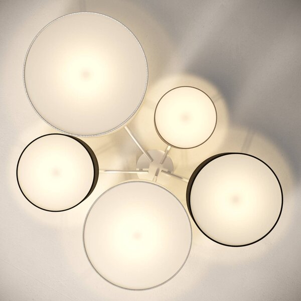Trio Lighting mennyezeti lámpa Hotel öt textil ernyővel, dimmelhető, Nappali / Étkező, Textil / szövet / selyem, Modern