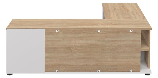 Fehér-natúr színű TV-állvány tölgyfa dekorral 130x46 cm Angle – TemaHome