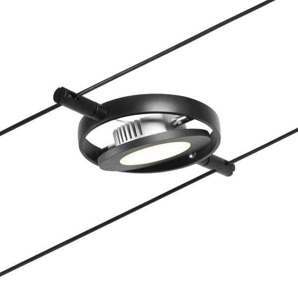 Paulmann Wire RoundMac LED kábelrendszer 5 izzós, fekete, Fekete, Folyosó, fém, Modern